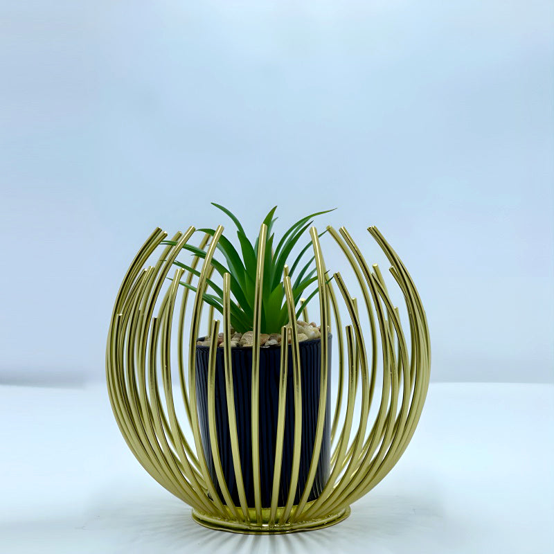 Artisan Crafted High-Quality Metal Alloy Sphere Planter For Elegant Room Decor