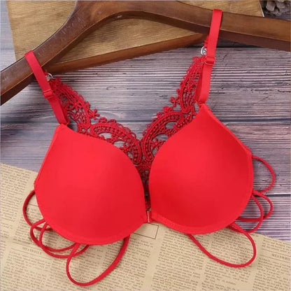 Elegant Crochet Butterfly Back Double Padded Front Open Bra