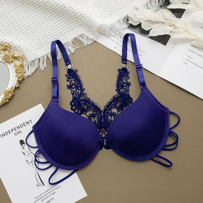 Elegant Crochet Butterfly Back Double Padded Front Open Bra