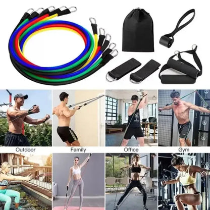 High Quality Portable Resistance Bands With Handles, Resistance Tubes & Workout Bands Exercise Band Elastic Pull Rope 11 Pcs Set